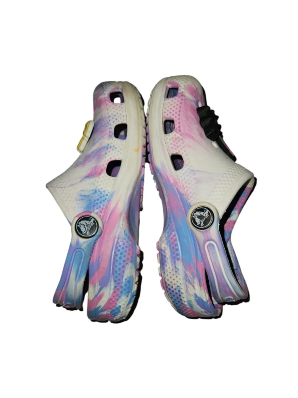 Tie-Dye Marble Crocs Clogs w/shoe charms Girls Size 10 Toddler
